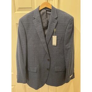 Michael Kors Men's Blazer 46L Blue Plaid Classic Fit Sport Coat NWT